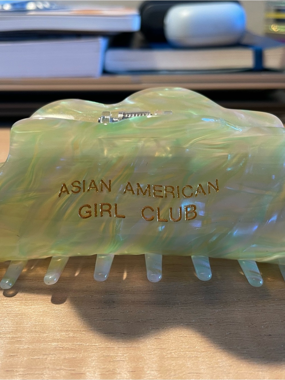 Chunks Green Iridescent 'Asian American Girl Club' Hair Claw Clip